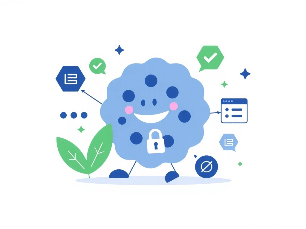 Ilustrace sušenek a digitálního soukromí na webu VisionCraft