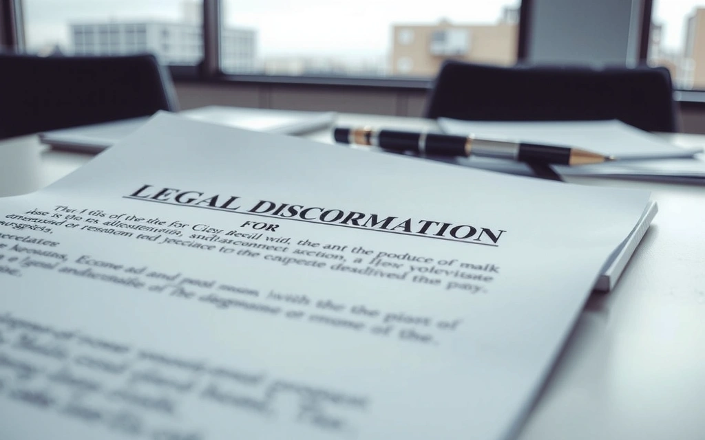 Detailní záběr na právní dokument s rozmazaným pozadím kanceláře