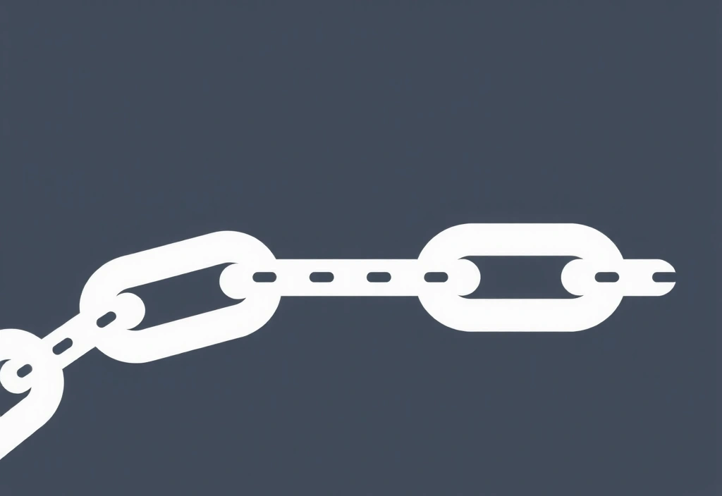 Ilustrace řetězce s jedním článkem vedoucím ven, symbolizující externí odkazy