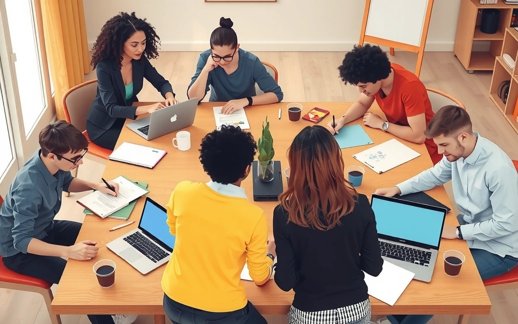 Ilustrace kreativního procesu s týmem VisionCraft